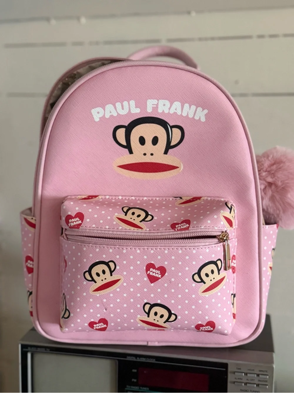 NWOT Paul Frank Pink Kids Backpack with Julius Face and Heart Print